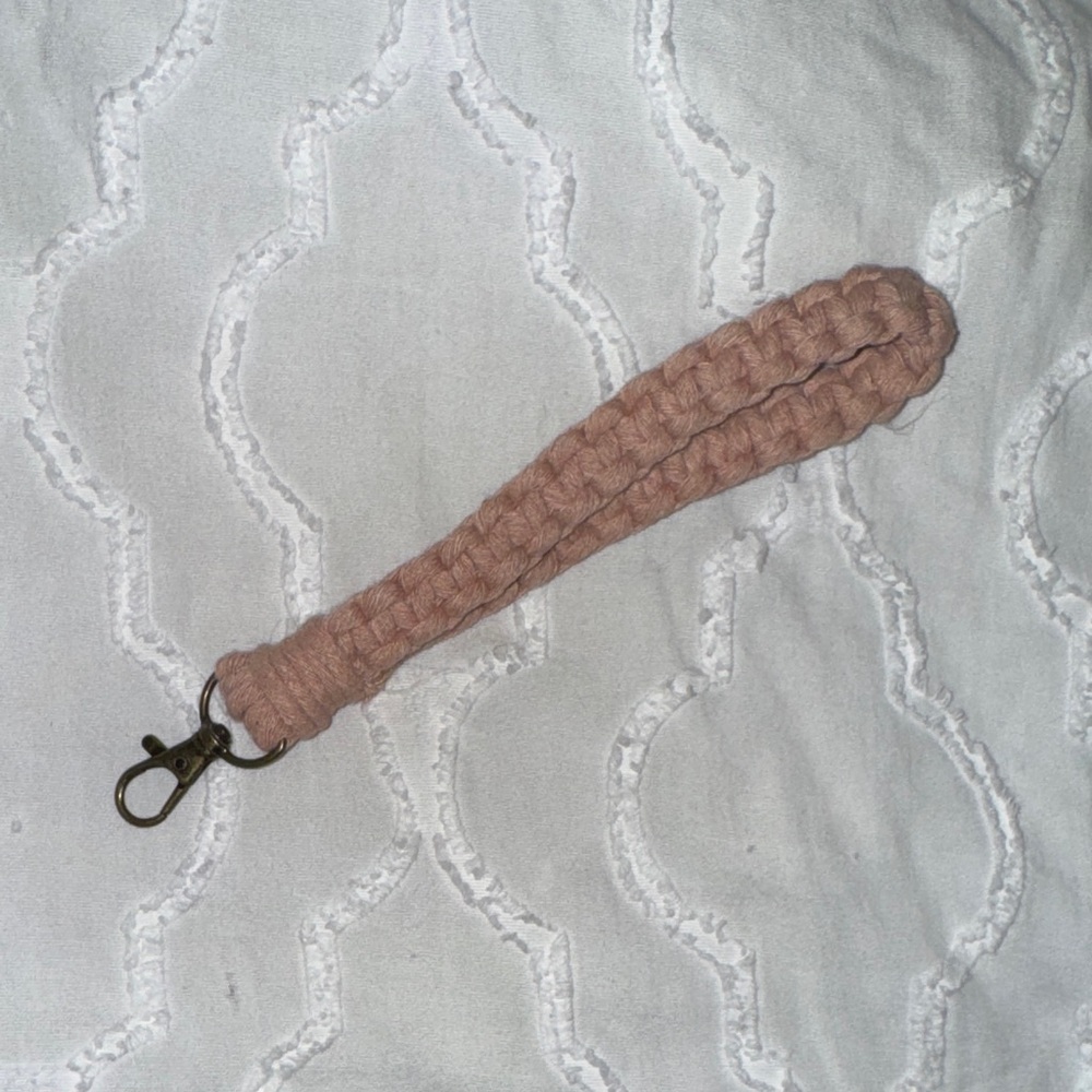Braided Pink Keychain Accessory